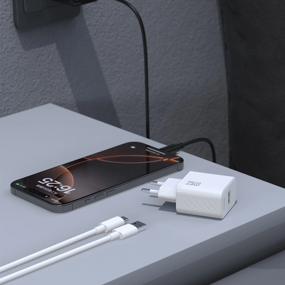 Зарядно устройство с мрежов кабел USB-C Dudao A27STEU, 25W, 3A, 1 x USB-A, Черно