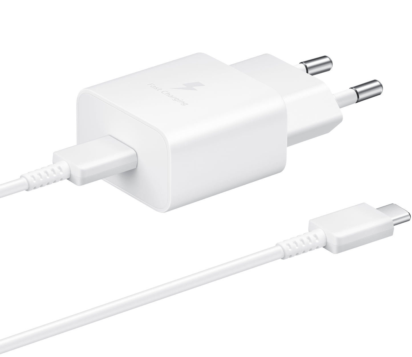 Мрежово зарядно устройство Samsung USB-C с кабел USB-C, 15W, 2A, 1 x USB-C, бяло EP-T1510XWEGEU