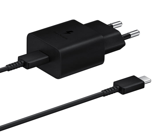 Мрежово зарядно устройство Samsung USB-C с кабел USB-C, 15W, 2A, 1 x USB-C, черно EP-T1510XBEGEU EP-T1510XBEGEU