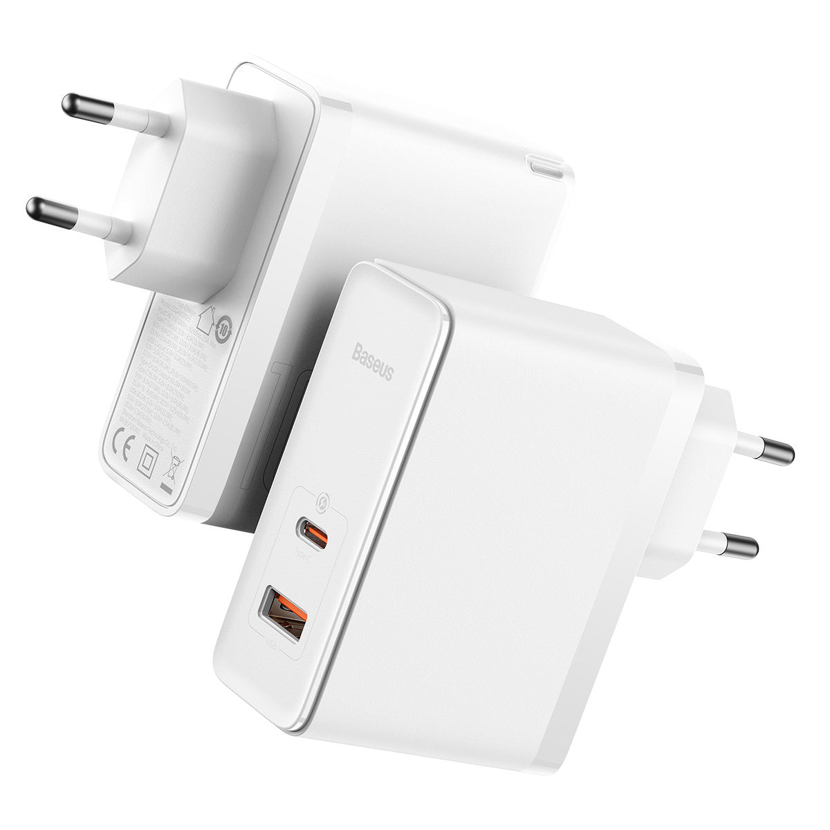 Мрежово зарядно устройство с USB-C кабел Baseus GaN5 Pro, 100W, 3A, 1 x USB-A - 1 x USB-C, Бяло CCGP090202
