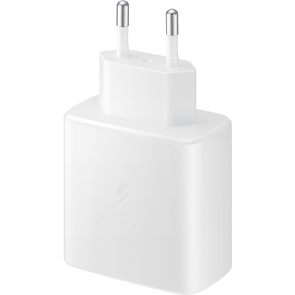 Samsung EP-TA845 + DW76767JWE USB-C кабел Мрежово зарядно устройство, 45W, 4.05A, 1 x USB-C, бяло GP-PTU020SOFWQ