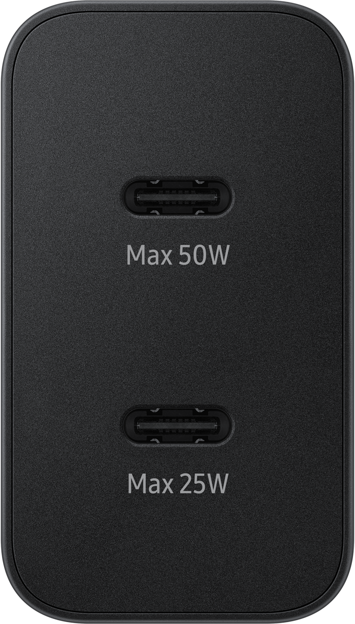 Мрежово зарядно устройство Samsung с USB-C кабел, 50W, 3A, 2 x USB-C, черно EP-T5020XBEGEU