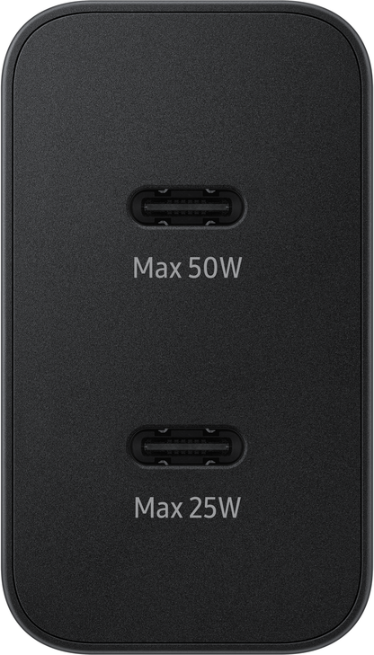 Мрежово зарядно устройство Samsung с USB-C кабел, 50W, 3A, 2 x USB-C, черно EP-T5020XBEGEU