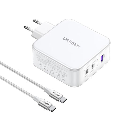 UGREEN CD289, 140W, 5A, 1 x USB-A - 2 x USB-C, бял