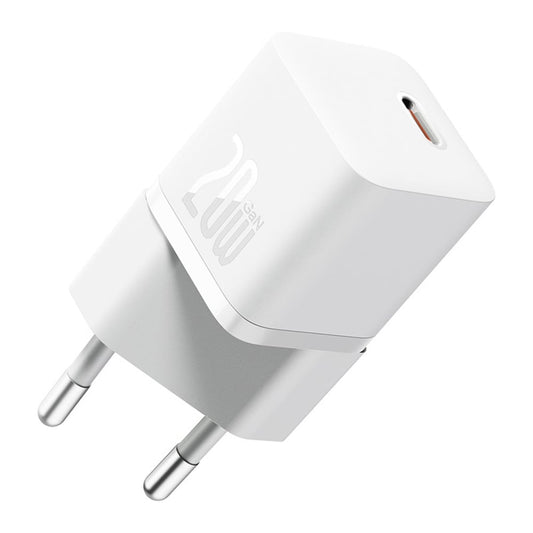 Мрежово зарядно устройство с USB-C кабел Baseus GaN5, 20W, 3A, 1 x USB-C, Бяло P10110900213-01