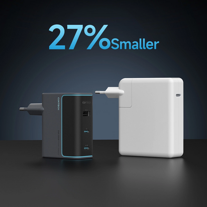 Мрежов заряден уред с USB-C кабел Cuktech, 100W, 5A, 1 x USB-A - 2 x USB-C, Сив CUKAD1003EUG