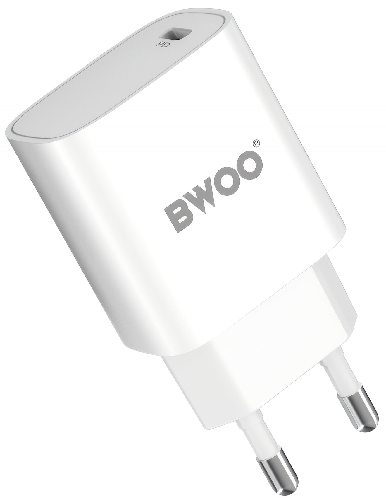 Мрежов заряден уред с USB-C кабел BWOO CDA159, 20W, 3A, 1 x USB-C, Бял