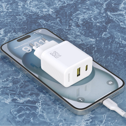 Мрежово зарядно устройство с USB-C кабел Dudao A27Max, 35W, 1 x USB-A - 1 x USB-C, Бяло