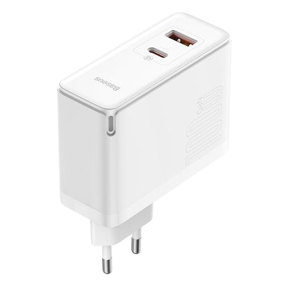 Мрежово зарядно устройство с USB-C кабел Baseus GaN5 Pro, 100W, 3A, 1 x USB-A - 1 x USB-C, Бяло CCGP090202