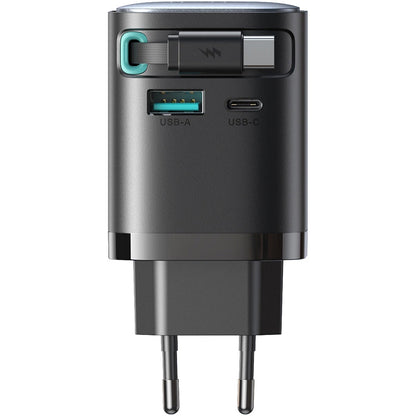 Joyroom JR-TCL02 USB-C кабелно мрежово зарядно устройство JR-TCL02, 65W, 3A, 1 x USB-A - 1 x USB-C, черно 