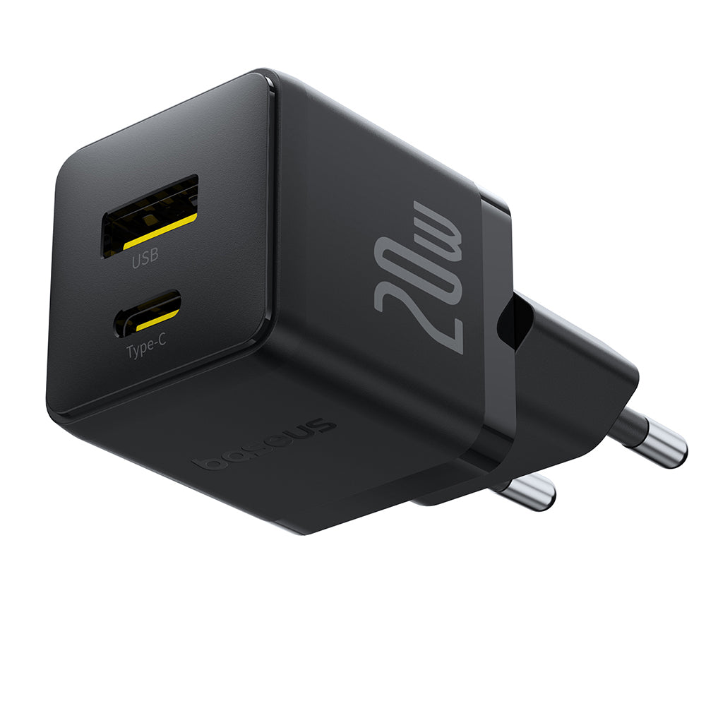 Мрежов зарядно устройство с USB-C кабел Baseus Palm, 20W, 3A, 1 x USB-A - 1 x USB-C, Черно P10111608113-01