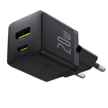 Мрежов зарядно устройство с USB-C кабел Baseus Palm, 20W, 3A, 1 x USB-A - 1 x USB-C, Черно P10111608113-01