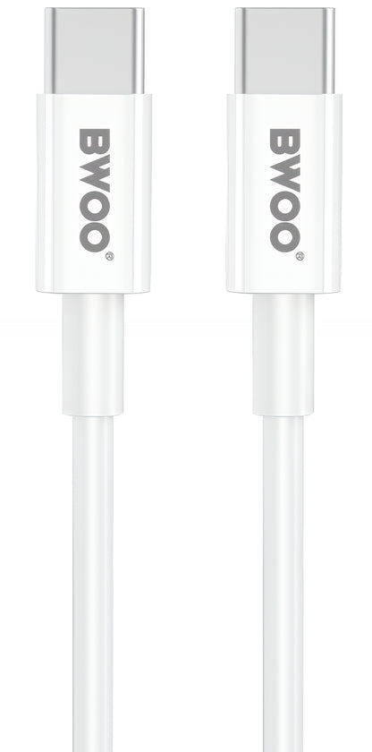 Мрежов заряден уред с USB-C кабел BWOO CDA159, 20W, 3A, 1 x USB-C, Бял