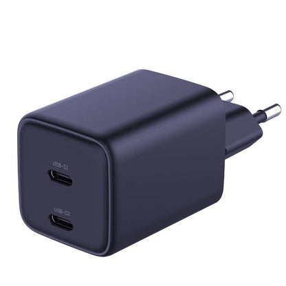 Мрежово зарядно устройство 3MK HyperCharger с USB-C кабел, 45W, 3A, 2 x USB-C, черно 