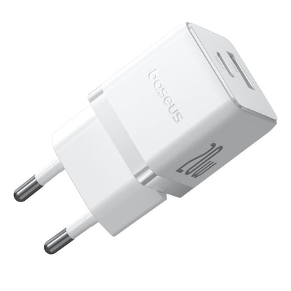 Зарядно за мрежа с USB-C кабел Baseus Palm, 20W, 3A, 1 x USB-A - 1 x USB-C, Бяло P10111608213-01