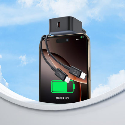 Зарядно за мрежа с кабел Lightning XO Design L155, 30W, 3A, 1 x USB-C, Черно