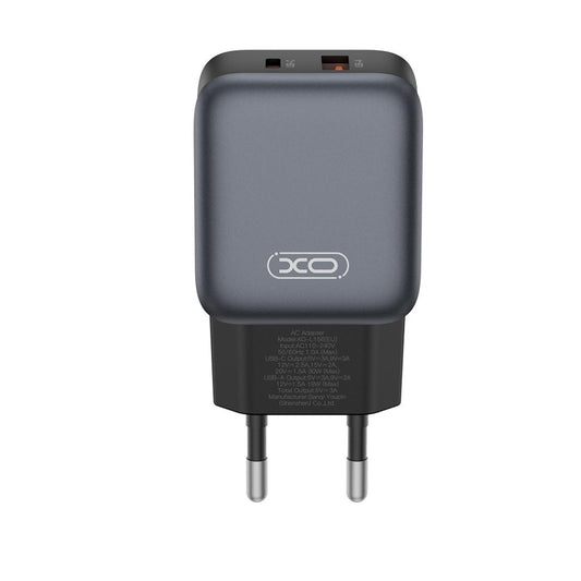 Мрежов зарядно с кабел USB-C XO Design L156, 30W, 3A, 1 x USB-A - 1 x USB-C, Черно