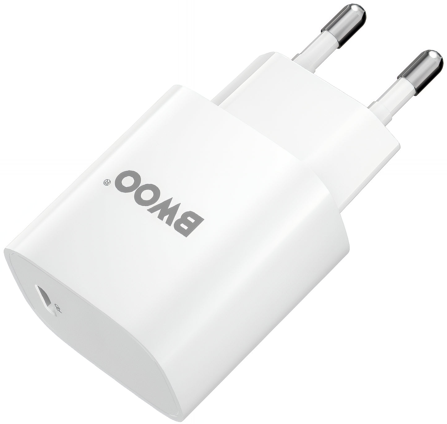 Мрежов заряден уред с USB-C кабел BWOO CDA159, 20W, 3A, 1 x USB-C, Бял