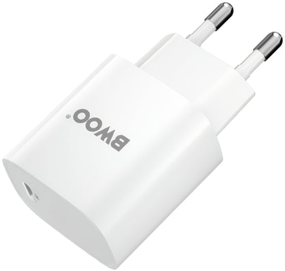 Мрежов заряден уред с USB-C кабел BWOO CDA159, 20W, 3A, 1 x USB-C, Бял