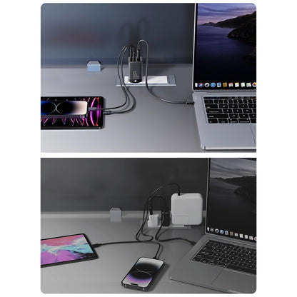 Joyroom TCG01 USB-C Network Charger with Cable, 65W, 3.25A, 1 x USB-A - 2 x USB-C, Black