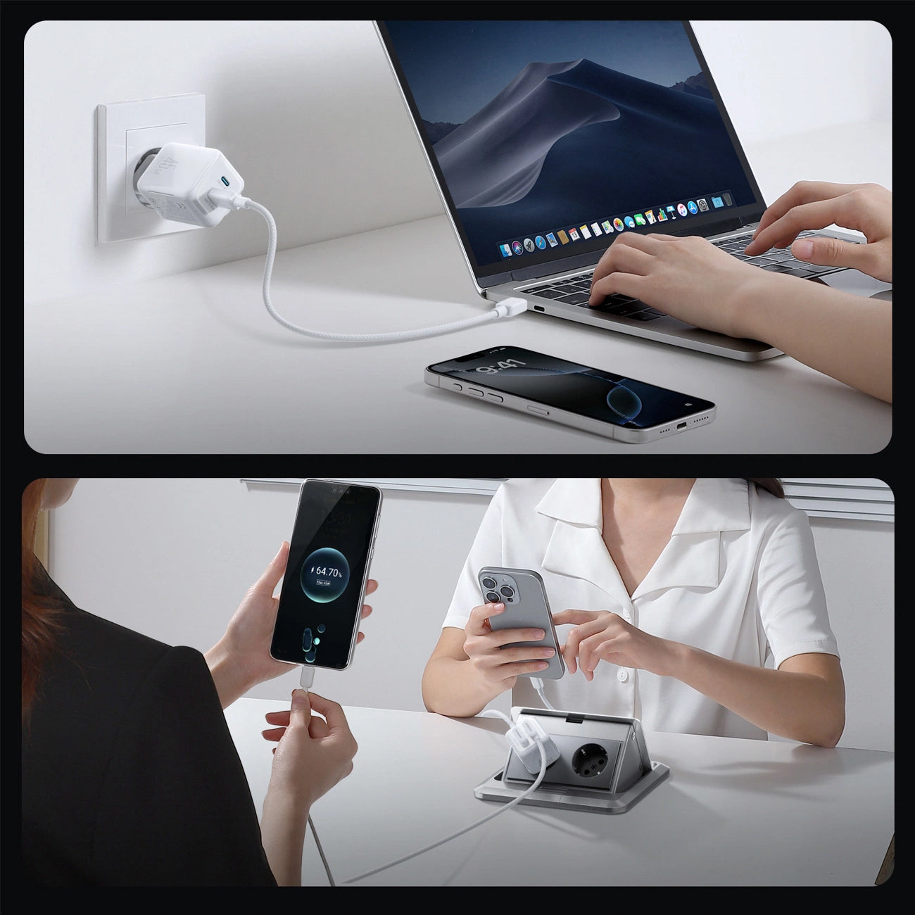 Joyroom JR-TCL05 USB-C Network Charger with Cable, 45W, 3A, 2 x USB-C, White