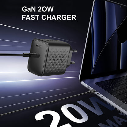 Зарядно за мрежа с кабел Lightning Lito LC13L, 20W, 3A, 1 x USB-C, Черно