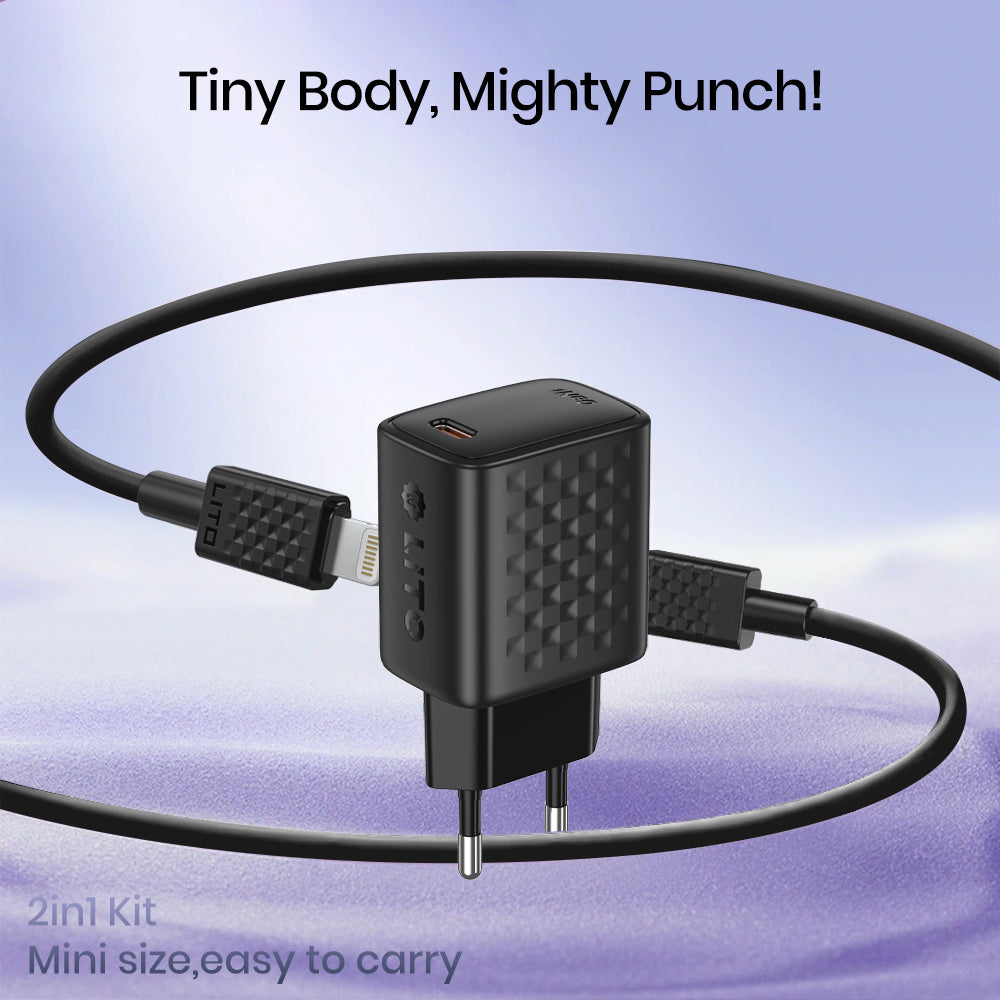 Зарядно за мрежа с кабел Lightning Lito LC17L, 30W, 3A, 1 x USB-C, Черно