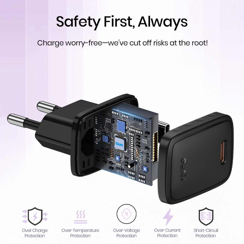 Зарядно за мрежа с кабел Lightning Lito LC17L, 30W, 3A, 1 x USB-C, Черно