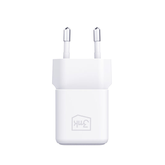 Зарядно за мрежа с USB-C кабел 3MK Hyper, 25W, 3A, 1 x USB-C, Бяло