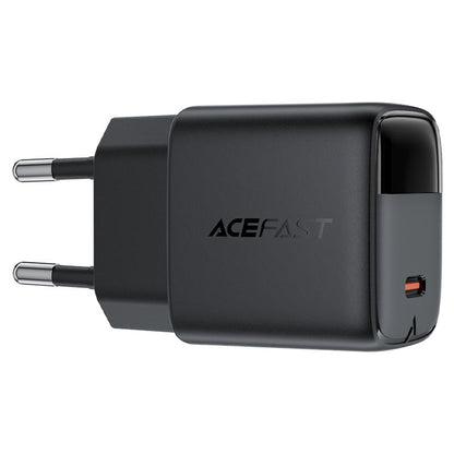 Мрежово зарядно устройство с USB-C кабел Acefast A113 Display, 20W, 3A, 1 x USB-C, Черно