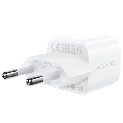 Мрежово зарядно устройство с USB-C кабел Acefast A77, 30W, 3A, 1 x USB-C, Бяло