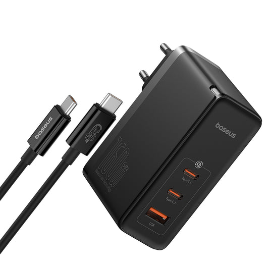 Мрежов зарядно устройство с USB-C кабел Baseus GaN5 Pro, 160W, 5A, 1 x USB-A - 2 x USB-C, Черно P10110825113-00