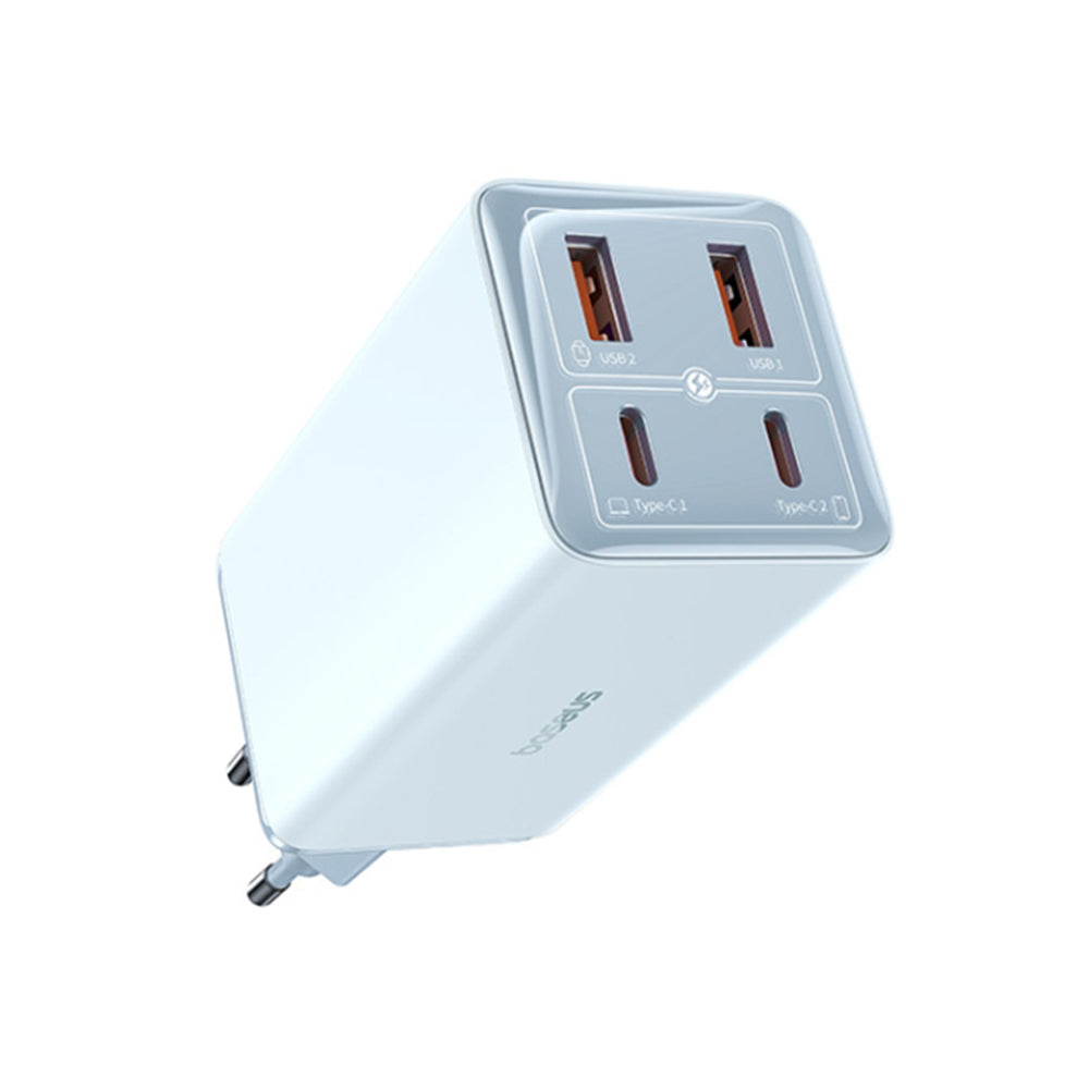 Мрежов зарядно устройство с USB-C кабел Baseus GaN6 Pro, 100W, 3.25A, 2 x USB-A - 2 x USB-C, Синьо P10162705312-00