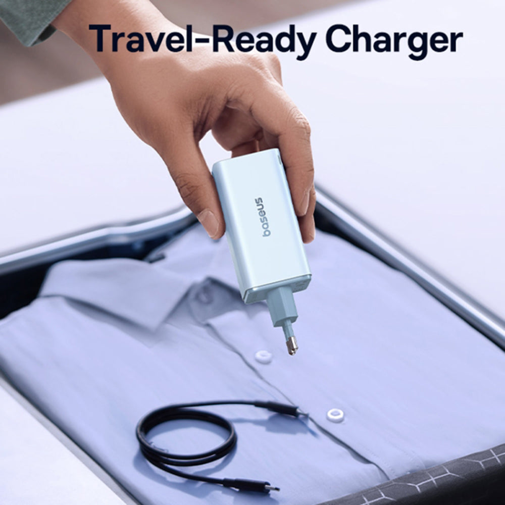 Мрежов зарядно устройство с USB-C кабел Baseus GaN6 Pro, 100W, 3.25A, 2 x USB-A - 2 x USB-C, Синьо P10162705312-00