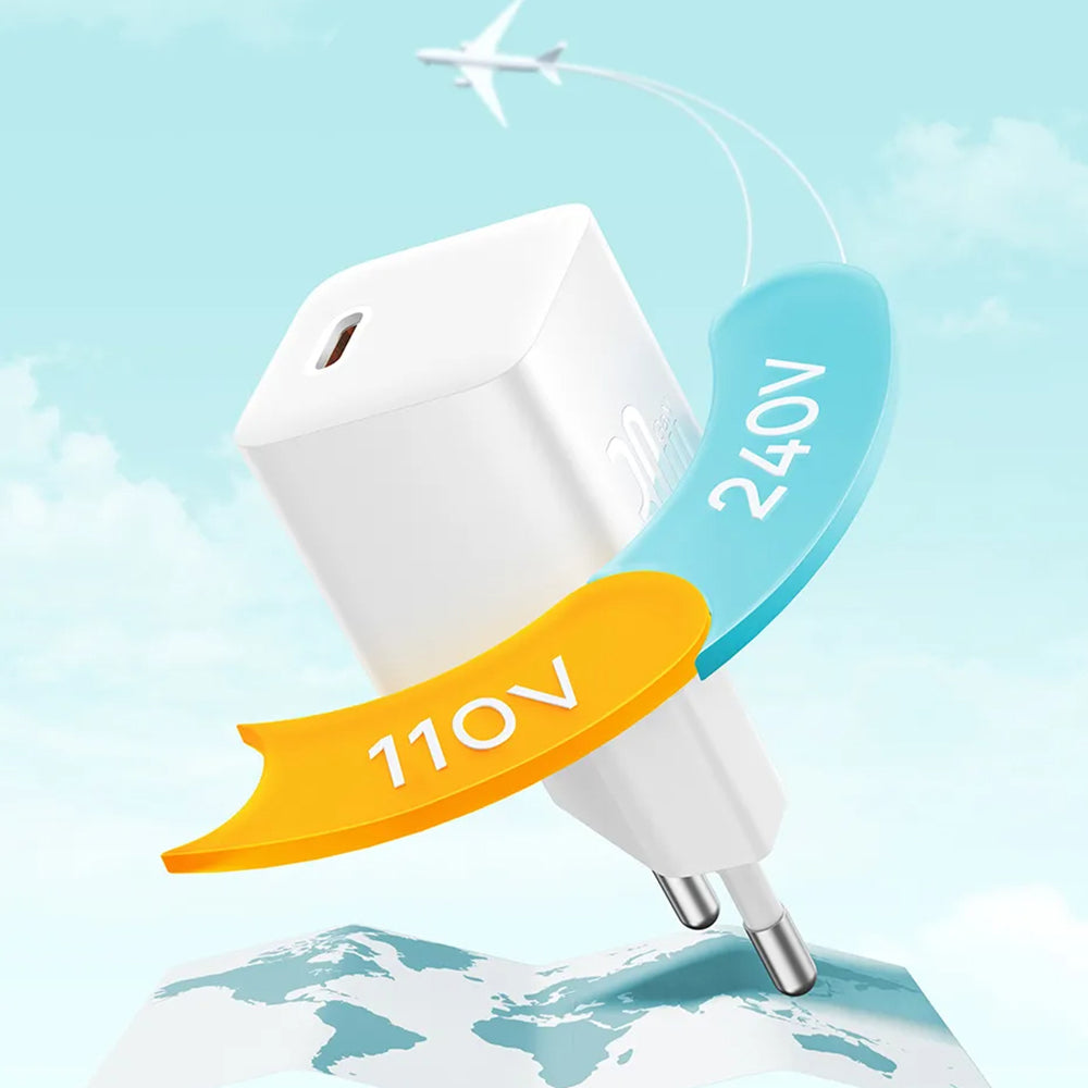 Зарядно за мрежа с USB-C кабел Baseus GaN Mini 1C, 30W, 3A, 1 x USB-C, Синьо P10110902313-00