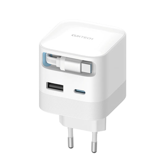 Мрежово зарядно с USB-C кабел Cuktech, 67W, 3.25A, 1 x USB-A - 1 x USB-C, бяло CUKA653WEUWT