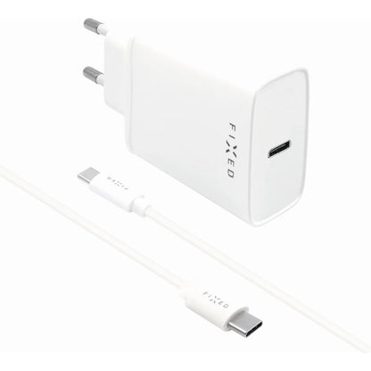 Зарядно за мрежа с USB-C кабел Fixed, 20W, 3A, 1 x USB-C, Бяло