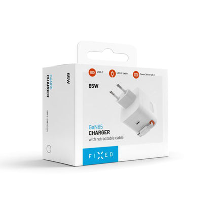 Зарядно за мрежа с кабел USB-C Fixed, 65W, 3.25A, 1 x USB-C, Черно