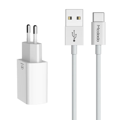 McDodo CH-6721 Network Charger with USB-C Cable Offer, 12W, 2.4A, 2 x USB-A, White