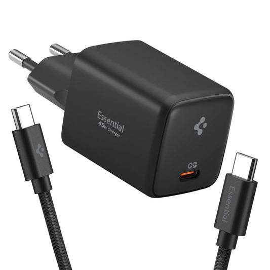 Мрежово зарядно устройство с USB-C кабел Spigen EE451EU Essential, 45W, 3A, 1 x USB-C, Черно ACH09474