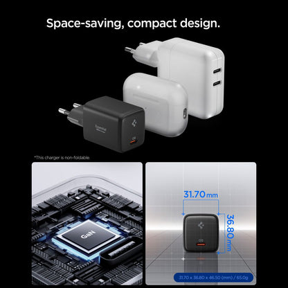 Мрежово зарядно устройство с USB-C кабел Spigen EE451EU Essential, 45W, 3A, 1 x USB-C, Черно ACH09474