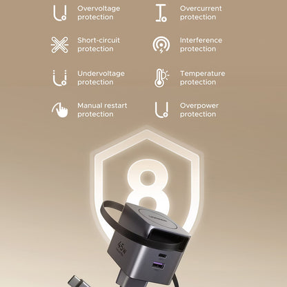 Мрежов зарядно устройство с USB-C кабел UGREEN X614, 45W, 3A, 1 x USB-A - 1 x USB-C, Сив