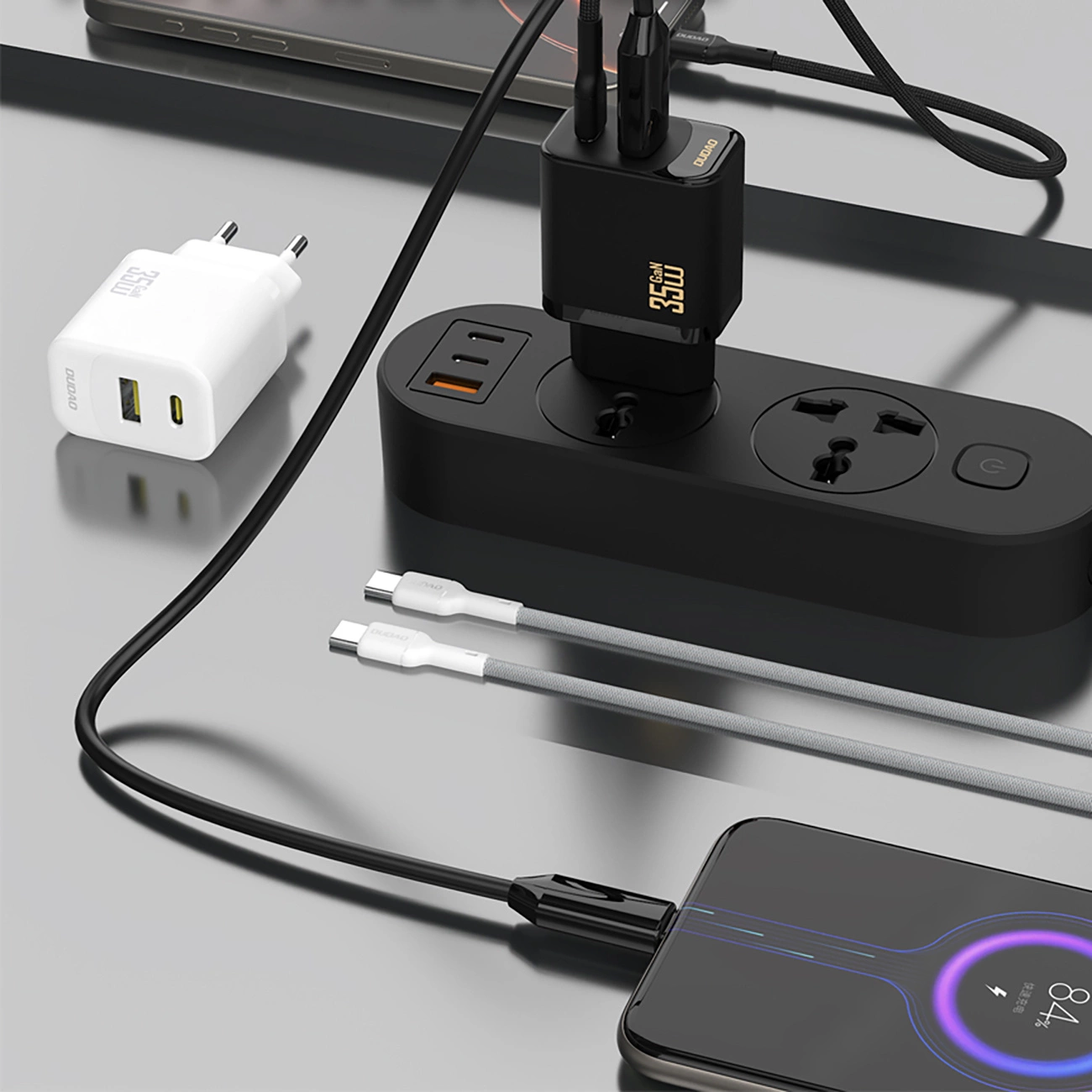 Зарядно за мрежа Dudao A27 Max, 35W, 1 x USB-A - 1 x USB-C, Бяло