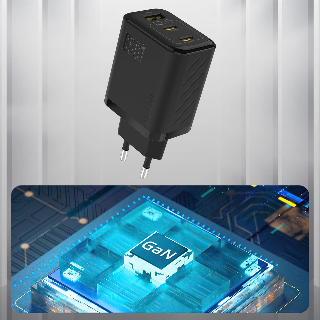 Зарядно за мрежа Dudao A29, 65W, 1 x USB-A - 2 x USB-C, Черно