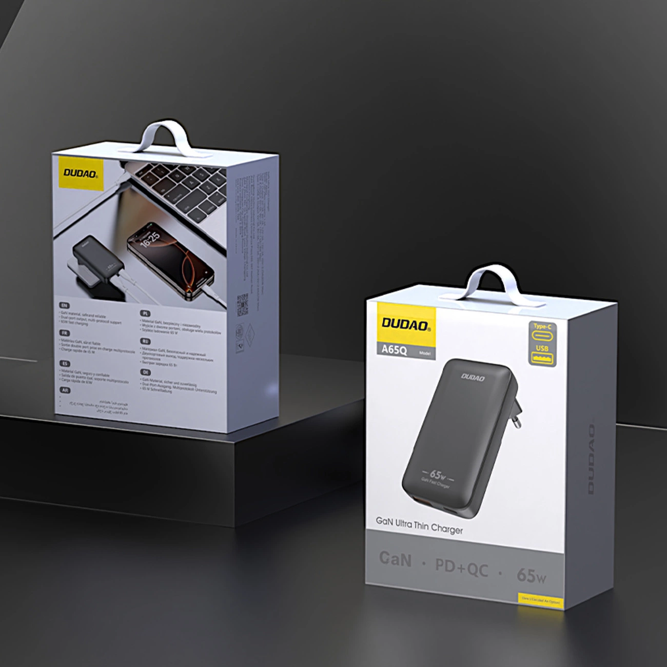 Зарядно устройство за мрежа Dudao A65Q Travel, 65W, 3.25A, 1 x USB-A - 1 x USB-C, Черно