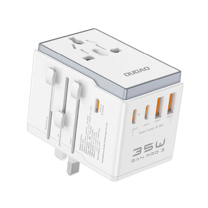 Мрежово зарядно устройство Dudao Travel A35Pro, 35W, 3A, 2 x USB-A - 3 x USB-C, бяло 