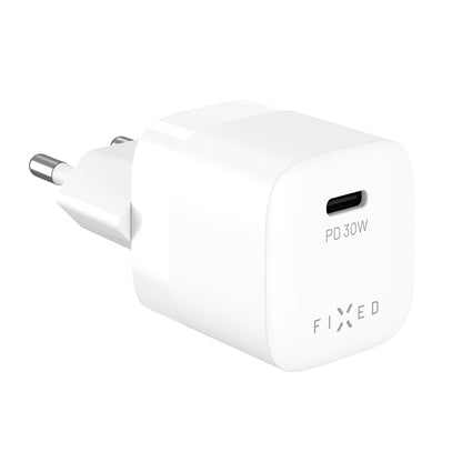 Зарядно устройство Fixed Mini2, 30W, 3A, 1 x USB-C, Бяло