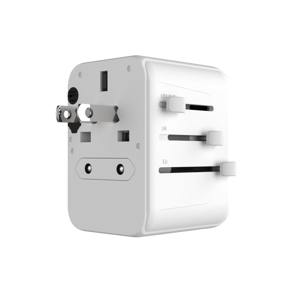 Зарядно устройство за мрежа Fixed Travel, 30W, 3A, 2 x USB-A - 1 x USB-C, Бяло