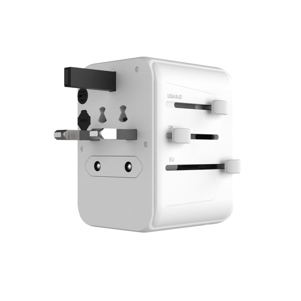 Зарядно устройство за мрежа Fixed Travel, 30W, 3A, 2 x USB-A - 1 x USB-C, Бяло