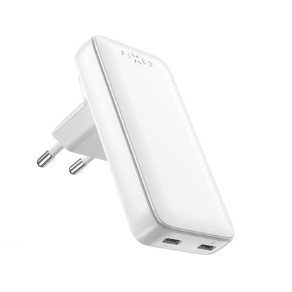 Зарядно устройство Fixed Travel, 45W, 3A, 2 x USB-C, Бяло